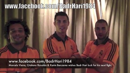 Crisitano , Benzema and marcelo wish badr hari good luck