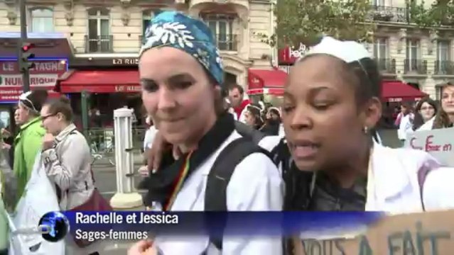 Plusieurs milliers de sages-femmes manifestent à Paris