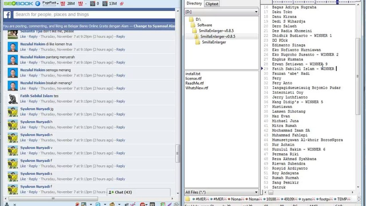 Penentuan Pemenang Kontes Facebook 7 November 2013