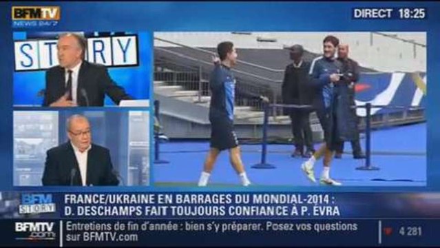 BFM Story: France vs Ukraine: Didier Deschamps fait encore confiance à Evra - 07/11