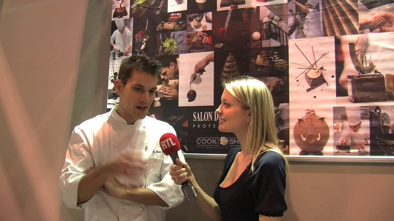 Salon du Chocolat 2013 : Claire Verneil avec Pier-Marie Le Moigno, chef pâtissier Le Pur, Hôtel Park Hyatt Paris Vendôme