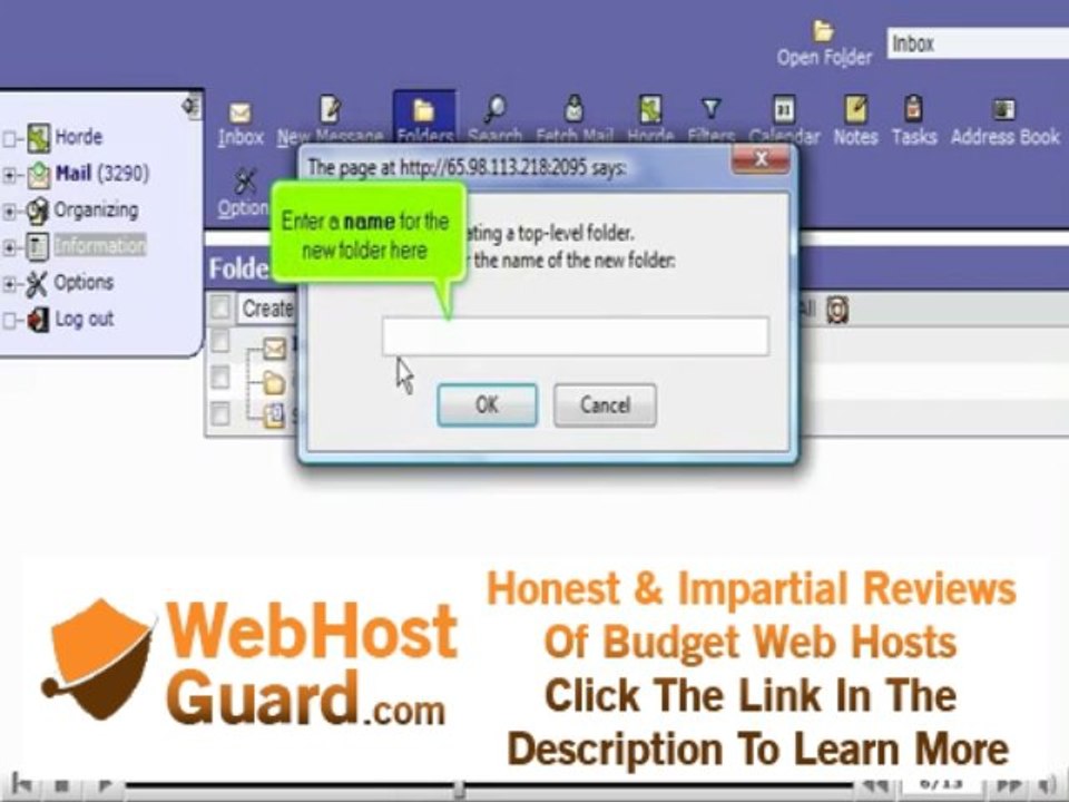 How to create folders in Horde - Canadian Web Hosting