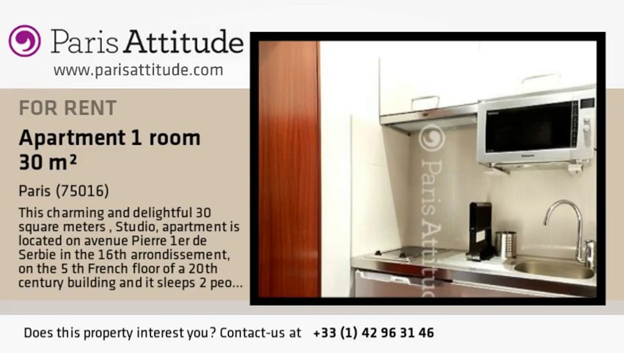 Studio Apartment for rent - Alma Marceau, Paris - Ref. 8214