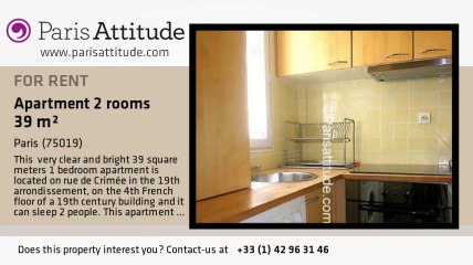 1 Bedroom Apartment for rent - Crimée, Paris - Ref. 744