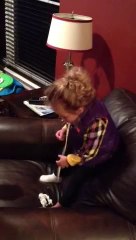 Little girl hates whipped cream... and puke!!!