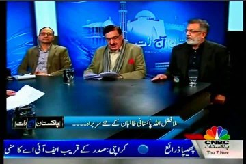 CNBC Pakistan Aaj Raat Shahzad Iqbal with MQM Rashid Godil (07 Nov 2013)