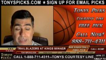 Sacramento Kings vs. Portland Trailblazers Pick Prediction NBA Pro Basketball Odds Preview 11-9-2013
