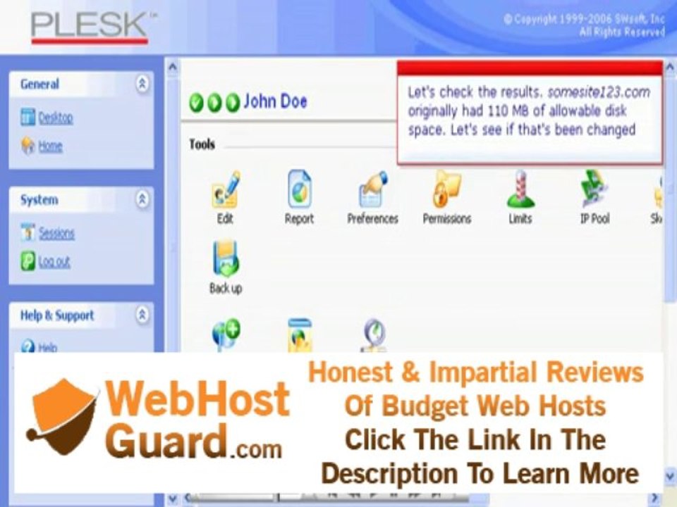Cari.net -Modifying a hosting account in PLESK