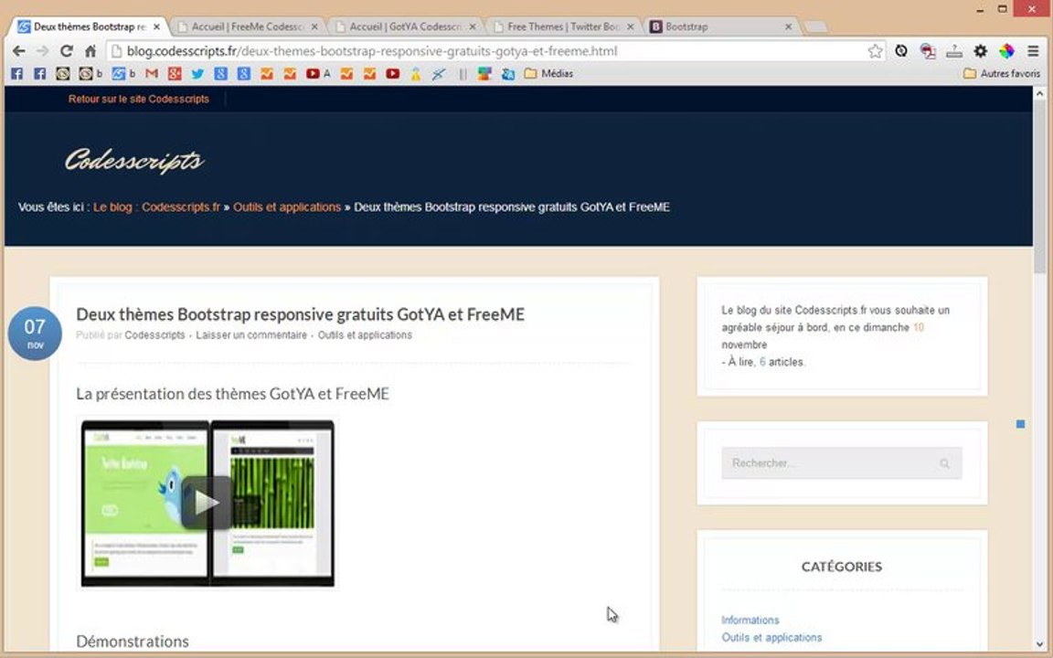 Bootstrap thèmes GotYa et FreeMe modifiés avec PHP