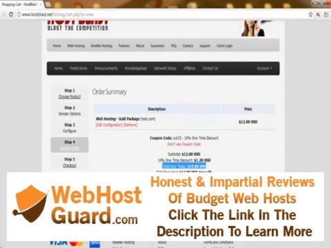 HostBlast.Net Web hosting $0.50-m cheap and relaiable. How to order with Coupon code