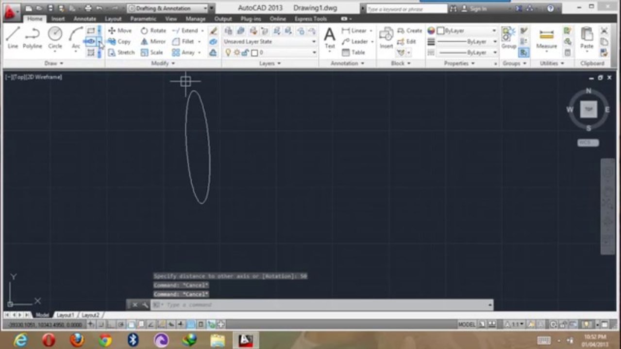 Draw ellipse in autocad 2013 hindi Urdu tutorial   (17-50)  By MNRAQ