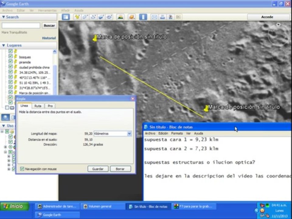 google earth ¿¿¿Dos caras en la luna???