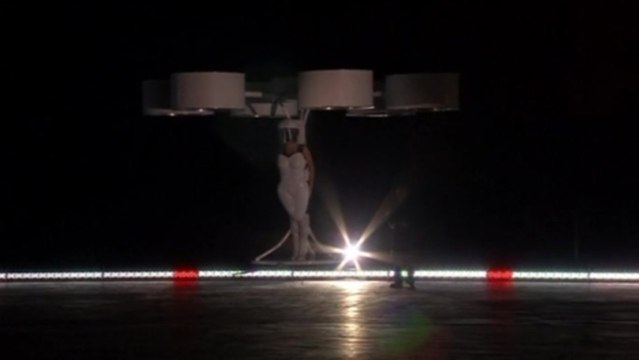 Lady Gaga wears 'flying dress' at ARTPOP launch