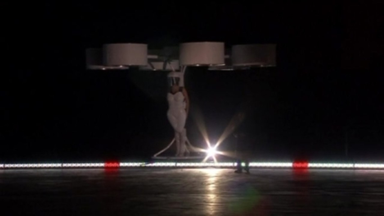 Lady Gaga wears 'flying dress' at ARTPOP launch