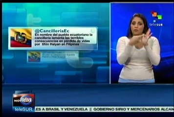Manda mensaje solidario el gobierno ecuatoriano al pueblo filipino