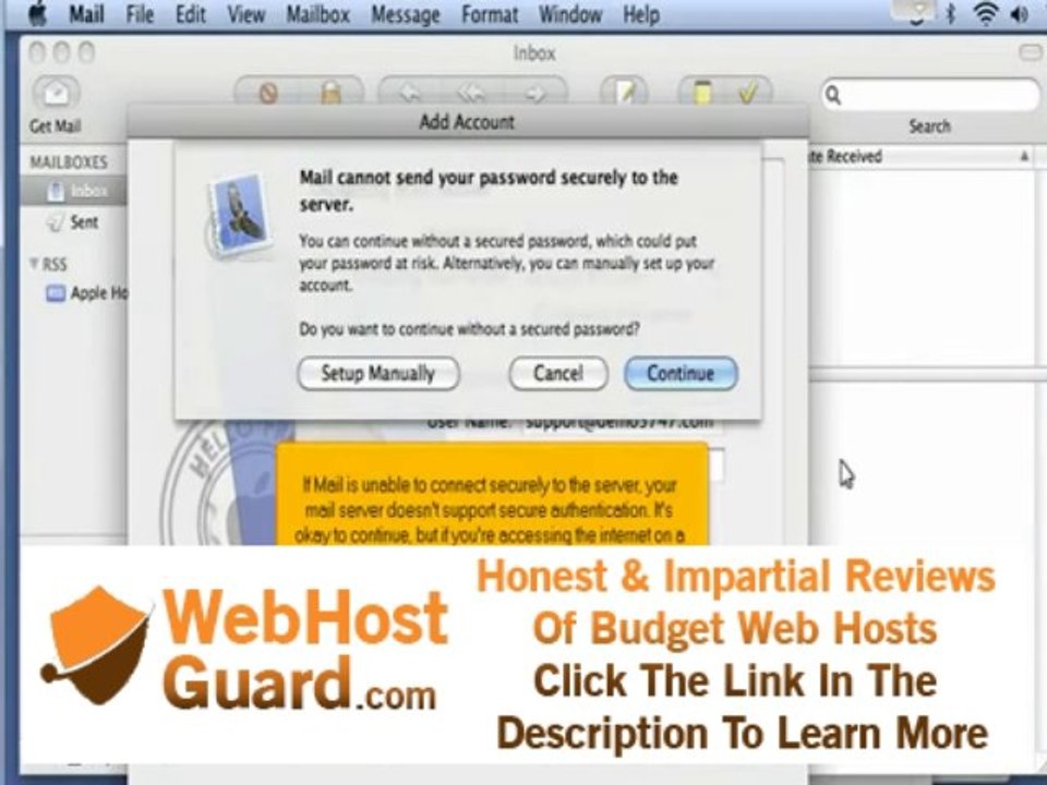 Hosting Tutorials - Mac Mail - How to set up an IMAP email account