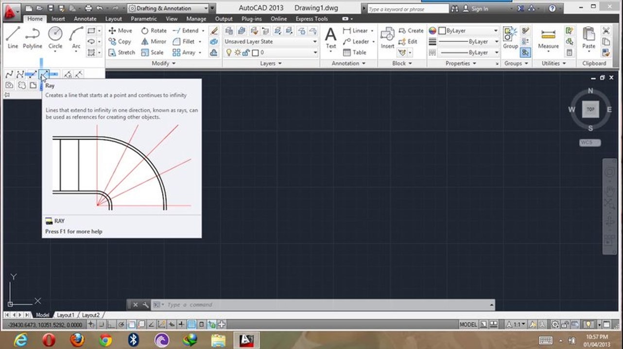 Autocad 2013 tutorial  construction line and ray in hindi Urdu (19-50) By MNRAQ