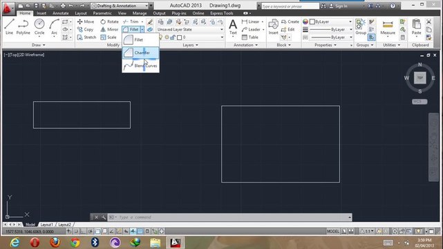 Autocad 2013 tutorial fillet and chamfer in hindi Urdu (21-50) By MNRAQ
