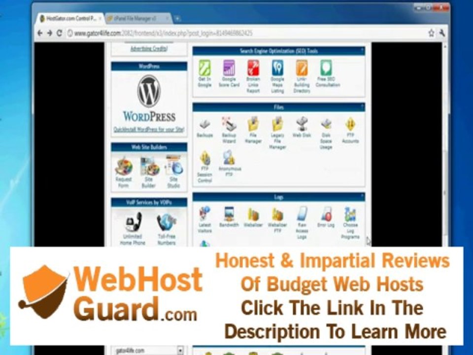 HostGator cpanel overview