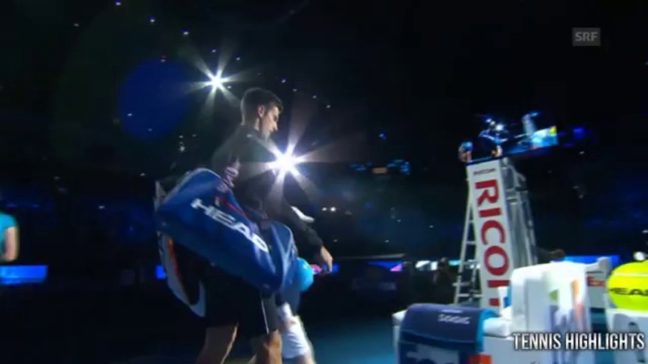 Ball kid Sitting on Novak Djokovic's Bench - ATP World Tour Finals