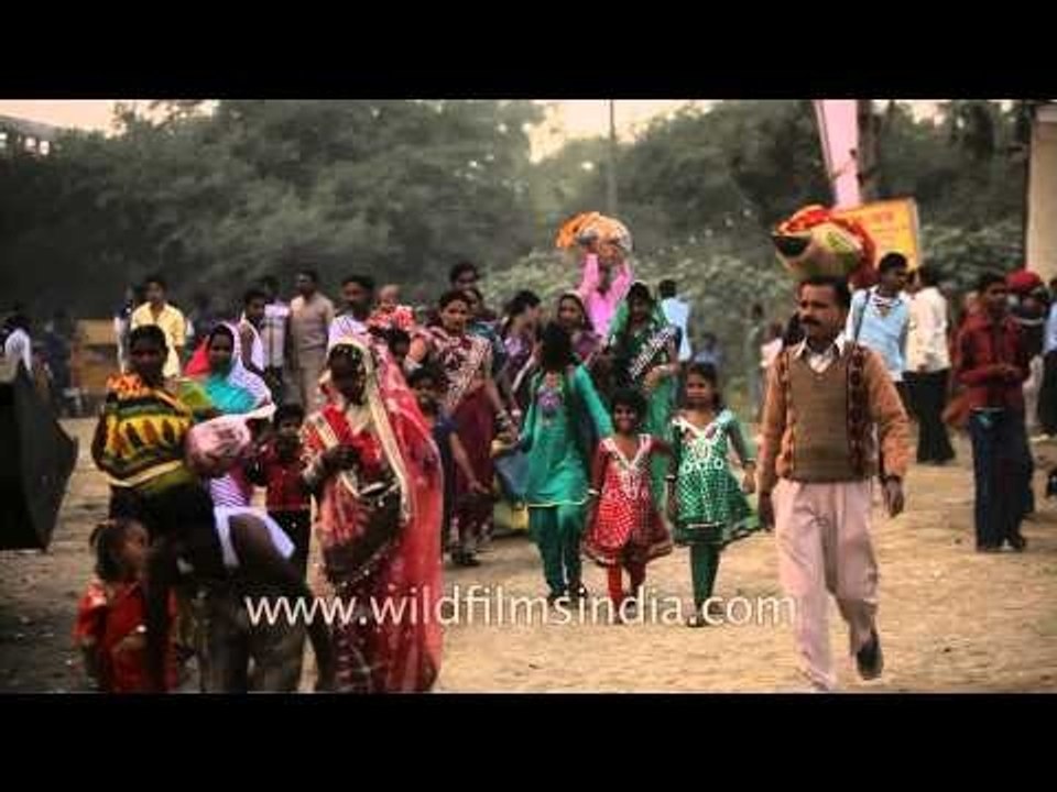 Devotees on the ghats of Yamuna- Chhath Puja, Delhi