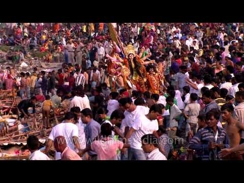 Letting go of Durga Maa: At Durga Puja Visarjan in Delhi