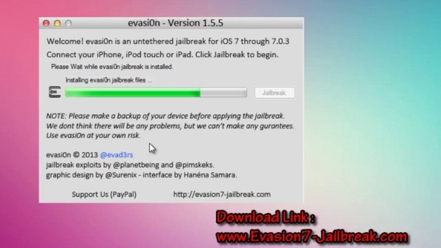 Plein Untethered iOS 7.0.3 jailbreak Lancement final par Evasion