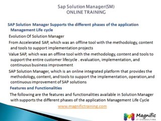 Sap Solution Manager(SM)ONLINE TRAINING