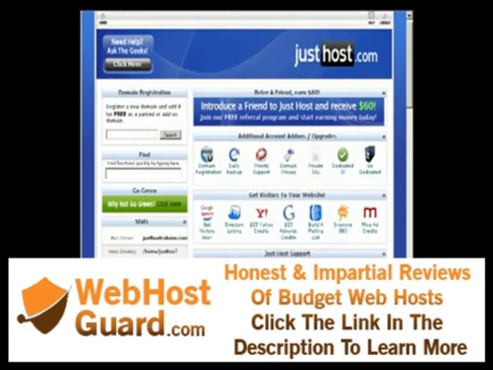 JustHost Web Hosting Review and Tour