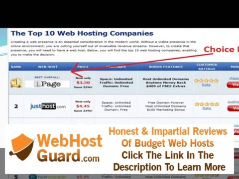 iPage Reviews IPage Comparison Table with other web hosting