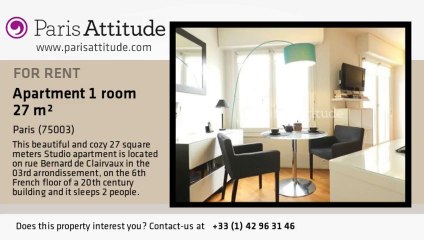 Studio Apartment for rent - Centre George Pompidou, Paris - Ref. 4690