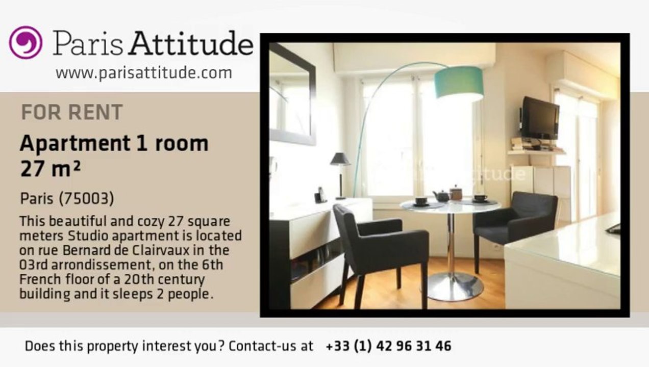 Studio Apartment for rent - Centre George Pompidou, Paris - Ref. 4690