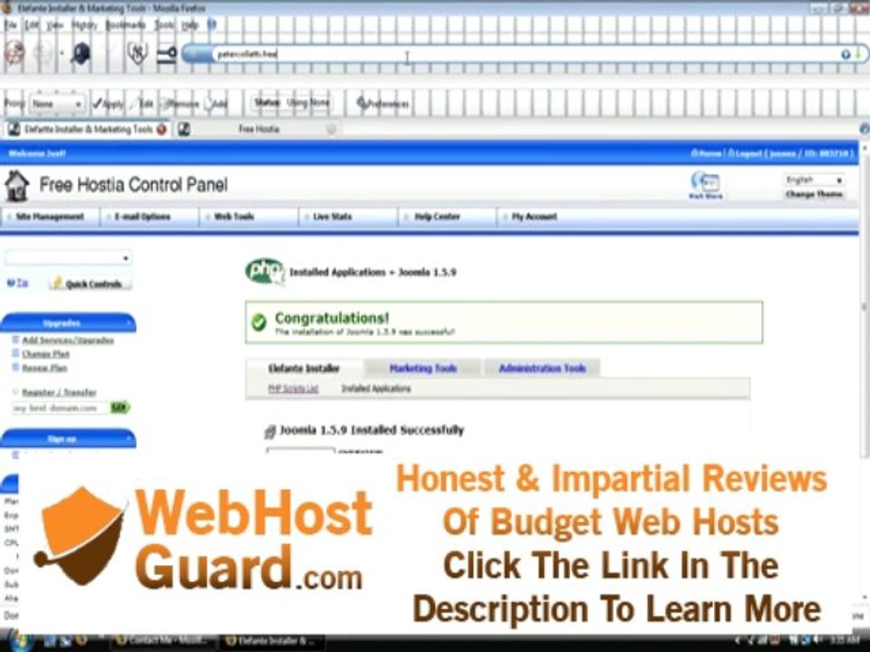 Installing Joomla! on free hosting site