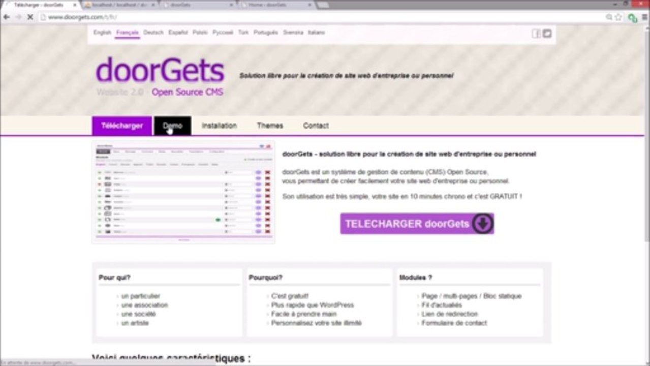 Créer son site web | 1/3 - Installation | doorGets 5.1 CMS PHP