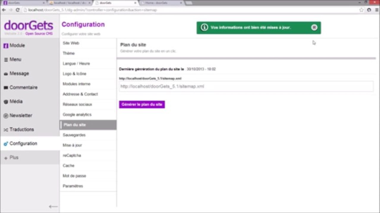 Créer son site web | 2/3 - Backoffice | doorGets 5.1 CMS PHP