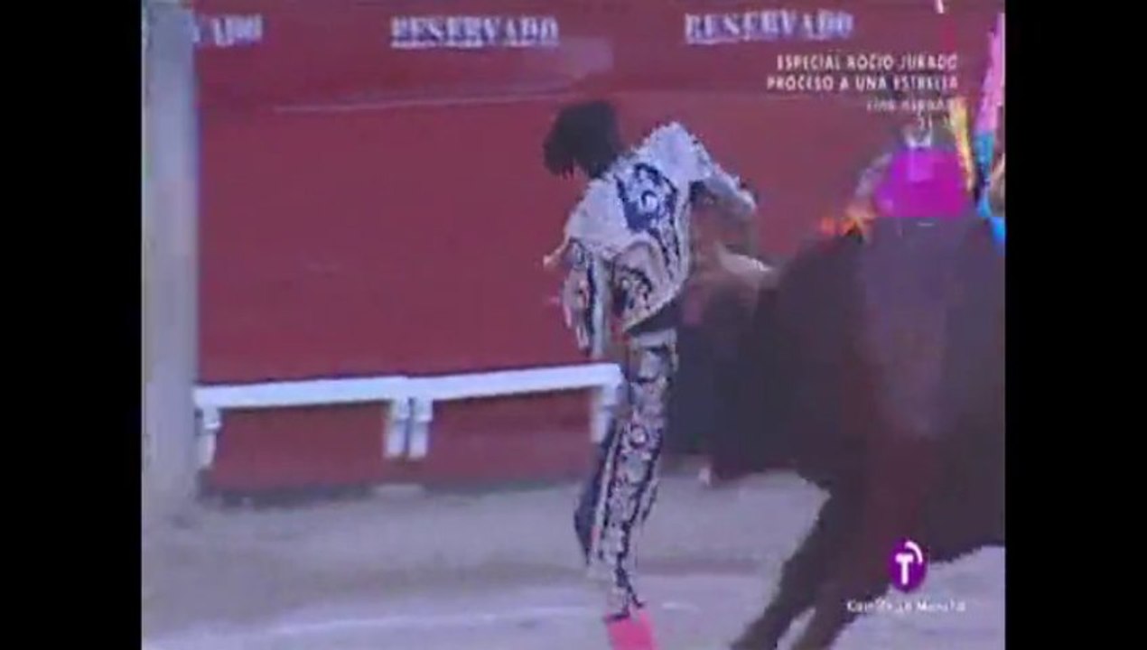 Cogida a Fernando Tellez en Toledo