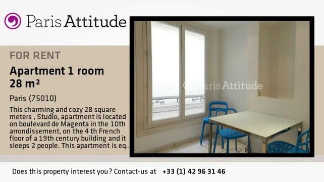 Studio Apartment for rent - Faubourg St Martin, Paris - Ref. 8638