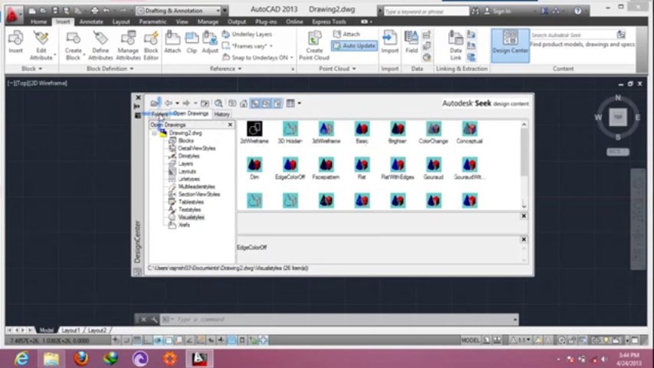 Autocad 2013 tutorial  design center in hindi Urdu (27-50) By MNRAQ