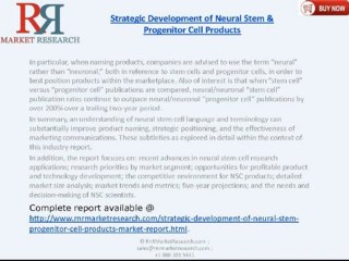 RnRMR: Strategic Development of Neural Stem & Progenitor Cell Products