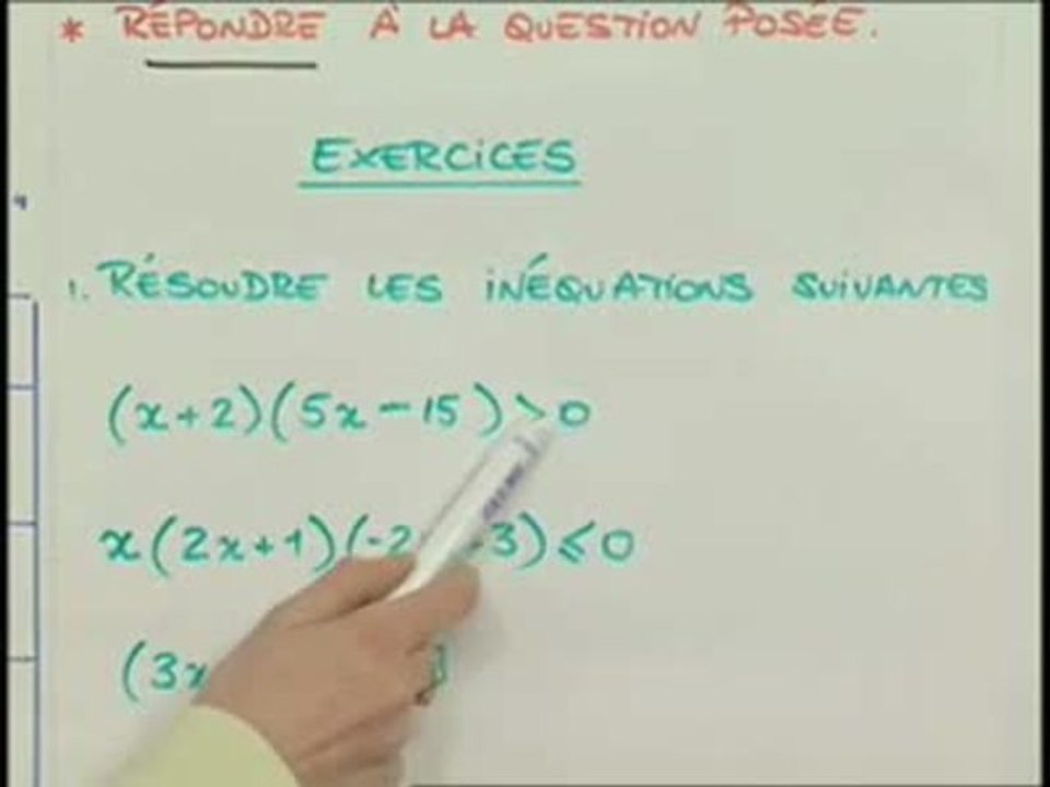 Résolution des inéquations à une inconnue de degré supérieur à 1 - Exo (1/3)
