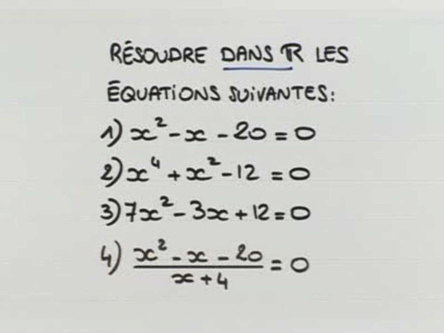 Résolution d'une équation avec le discriminant - Exo : énoncés - Vidéo  Dailymotion