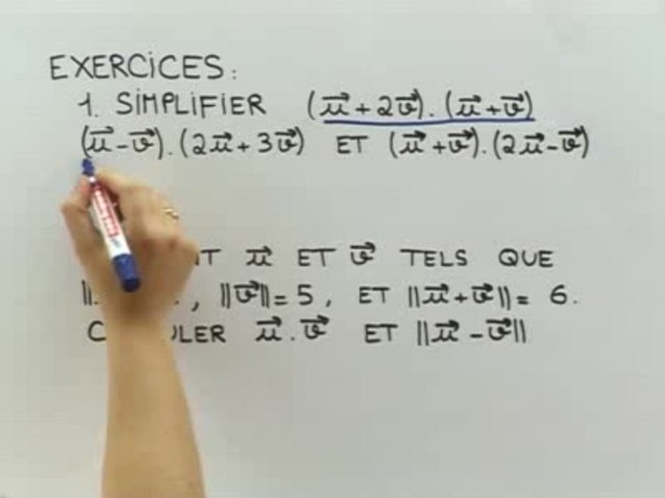 Propriétés du produit scalaire - Exo 1 : énoncés