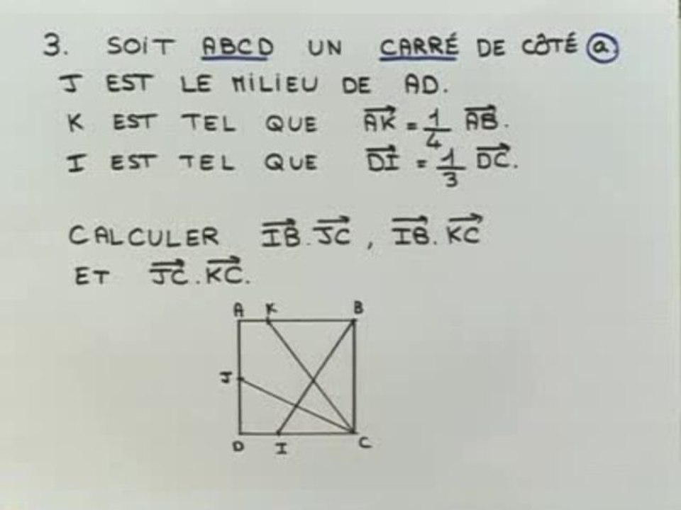 Propriétés du produit scalaire - Exo 2 : énoncé