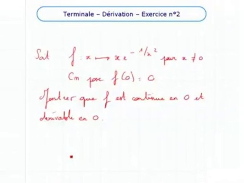 La dérivation et le sens de variation - Exo 2