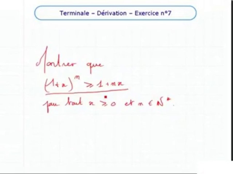 La dérivation et le sens de variation - Exo 7