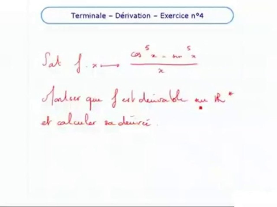 La dérivation et le sens de variation - Exo 4
