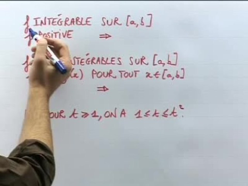 Les propriétés de l'intégrale - Cours 3