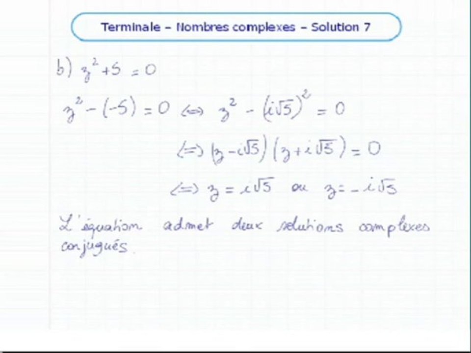 Les nombres complexes - Exo 7