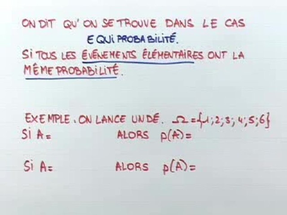 Généralités sur les probabilités - Cours 5