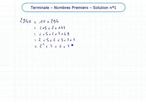 Les nombres premiers - Exo 1
